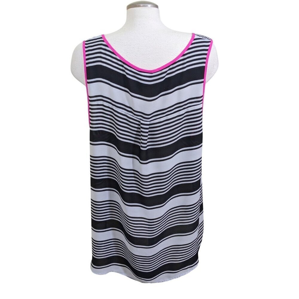 Torrid Striped Pocket Tank Top Black White Neon Pink Trim Womens Plus Size 3X - Picture 5 of 11